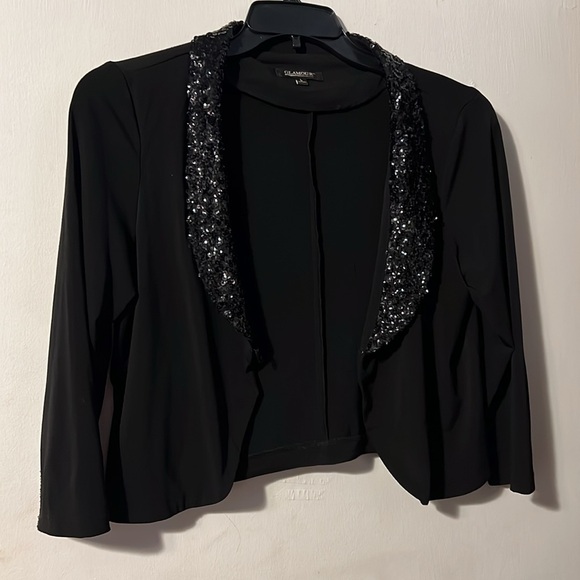 Elegant Black Sequin-Trim Jacket - Picture 2 of 2
